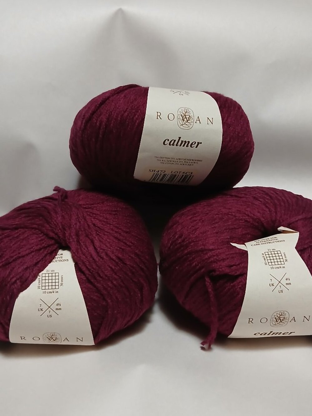 ROWAN Calmer Yarn - Worsted - 3 x 50g Balls - 472 Jewel - RARE/HTF/NOSv